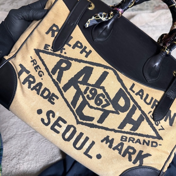 RARE Ralph Lauren Ricky 33 Limited Edition Seoul New York Canvas Leather Scarf - Picture 4 of 16